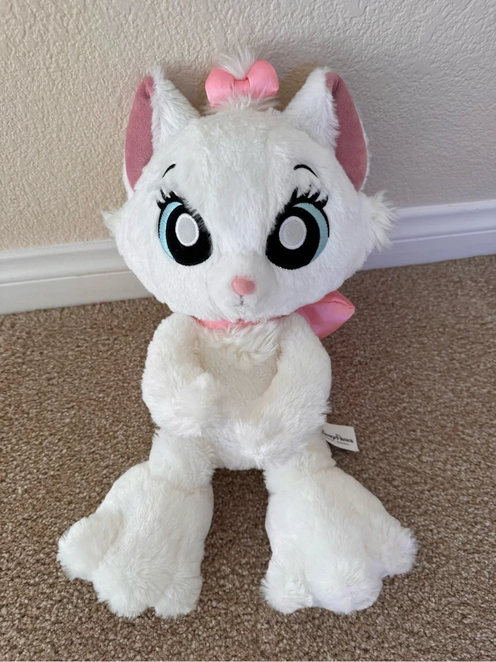 Disney Parks Marie Plush Kitty with Pink Bow and Ear Accents